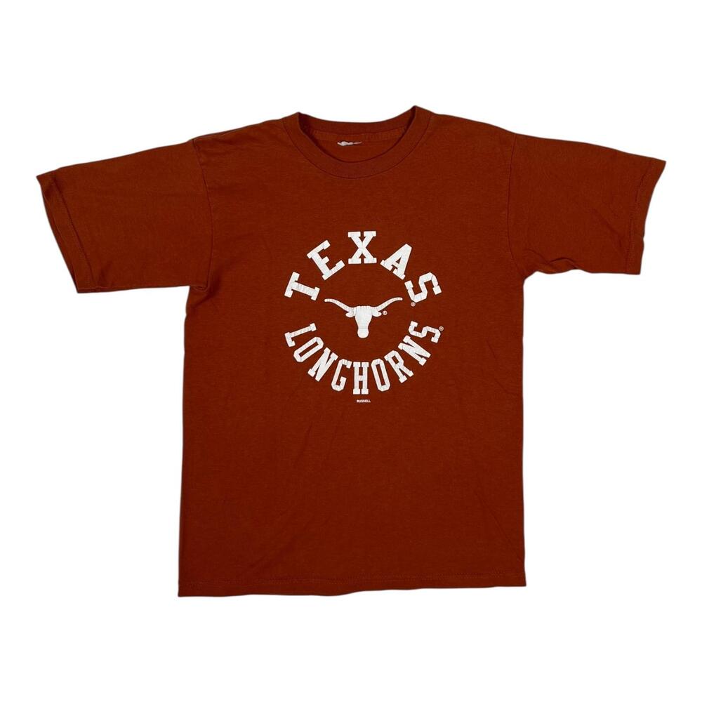 Vintage Texas Longhorns Shirt Boys Size Medium 10 Orange NCAA Football Russell